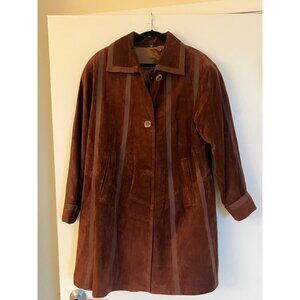 Vintage Brown Suede Striped Jacket - Prens - Size S